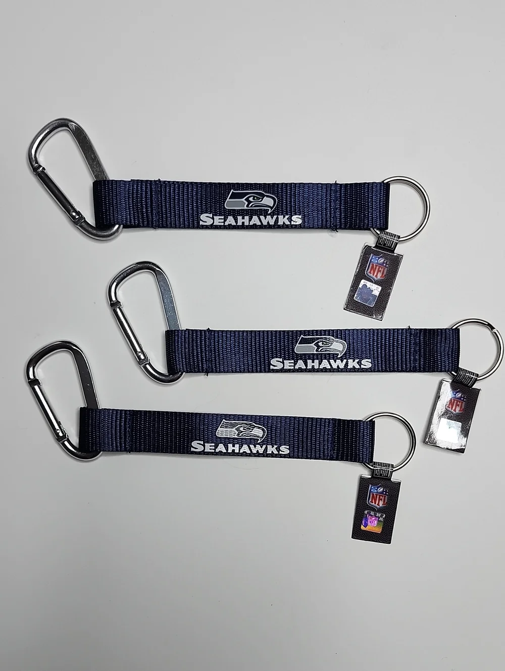 Seattle Seahawks Navy Key & Card Holder Lanyard with Carabiner